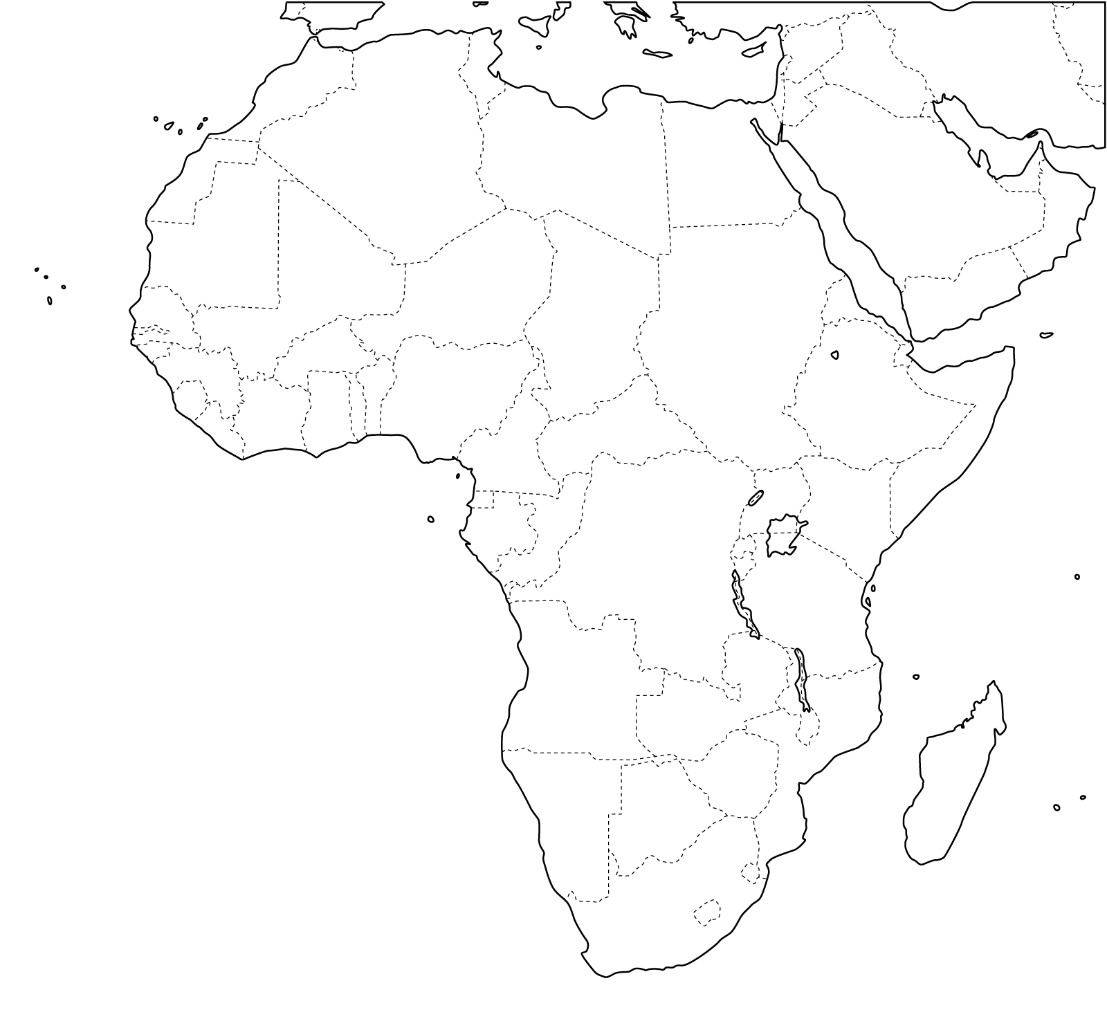 Blank karta Afrika