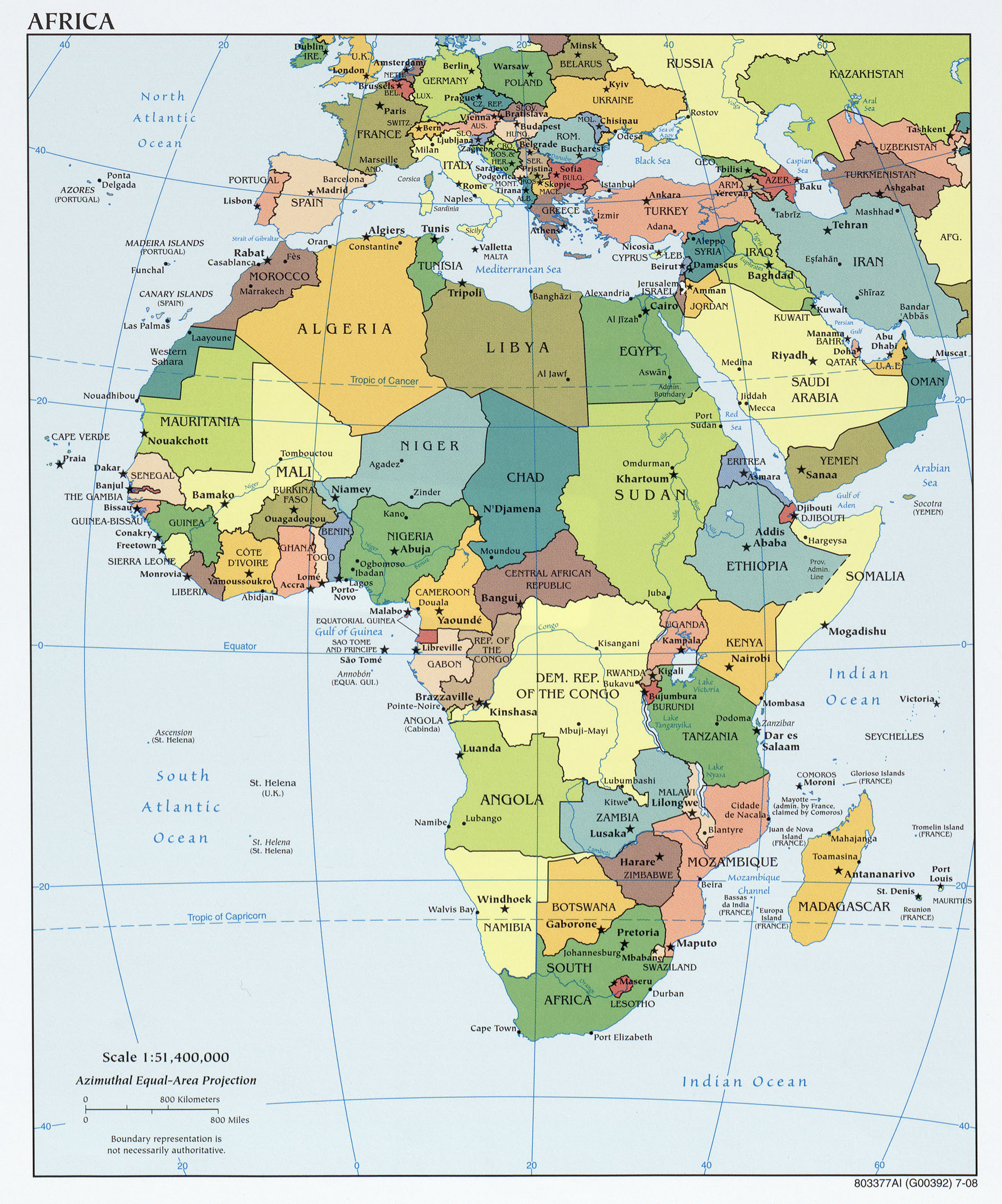 Politisk kart over Afrika