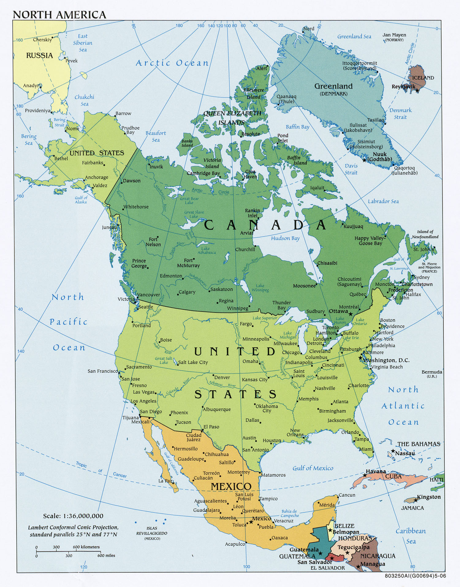 Politisk kart Nord-Amerika 2006