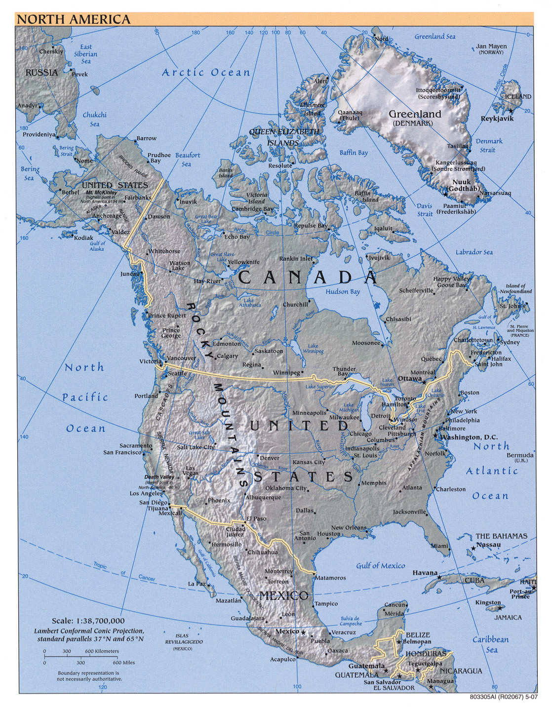 Terreng kart over Nord-Amerika 2007