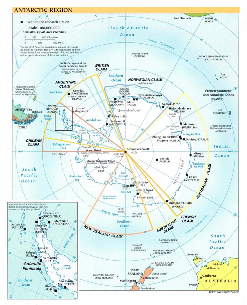 Politisk kart over Antarktika