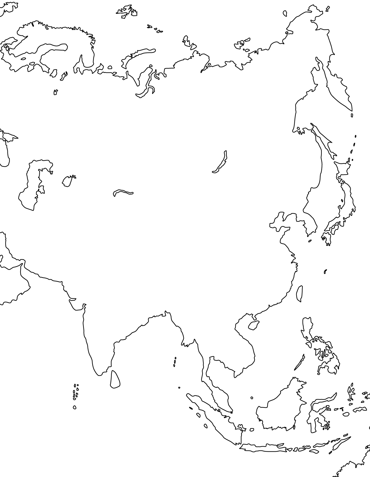 Blank kart over Asia