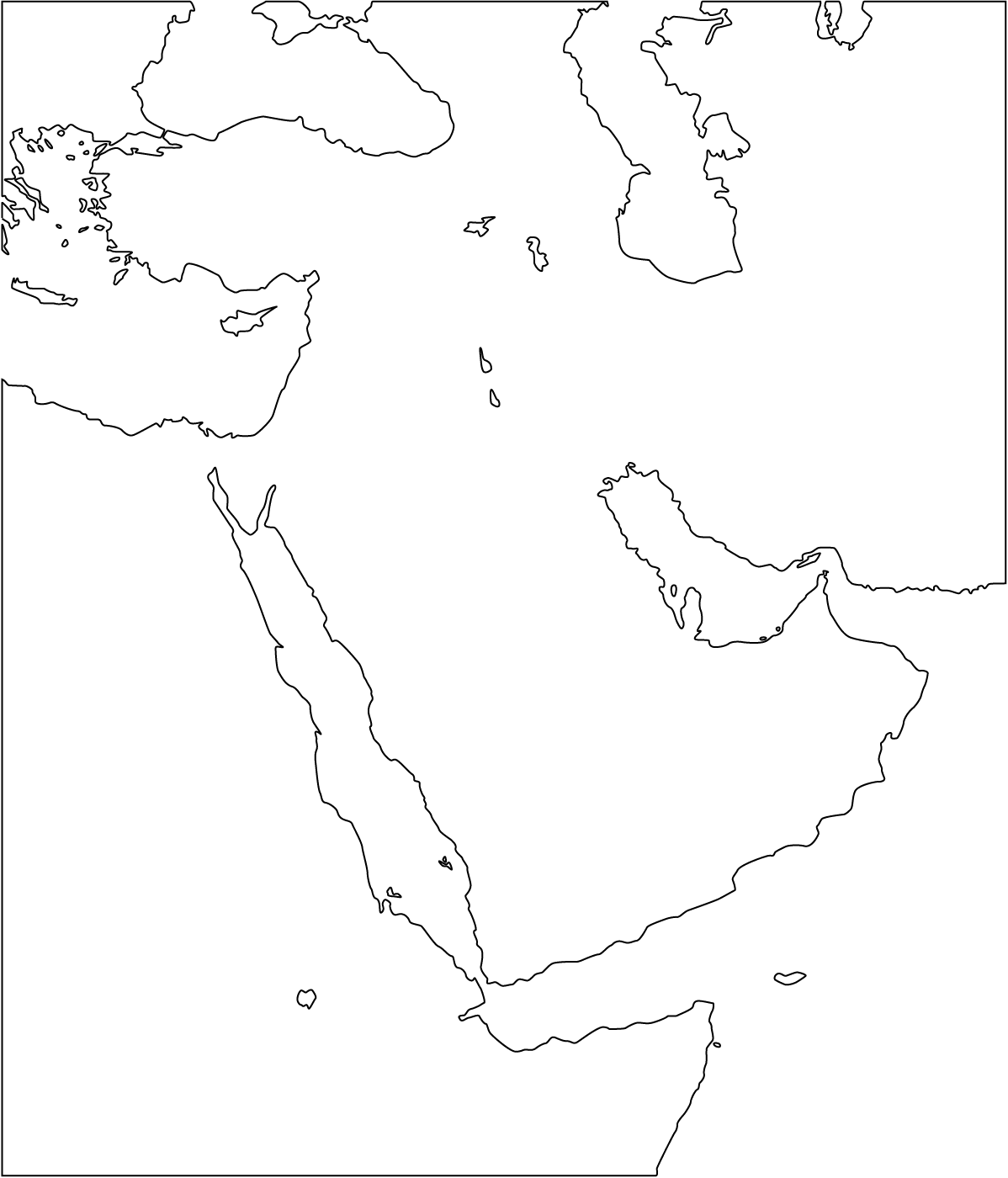 Blank kart Midtøsten