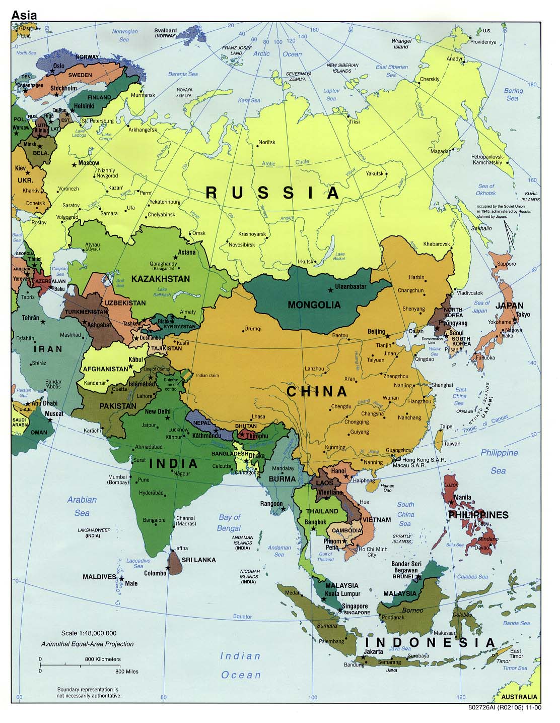 Politisk kart over Asia