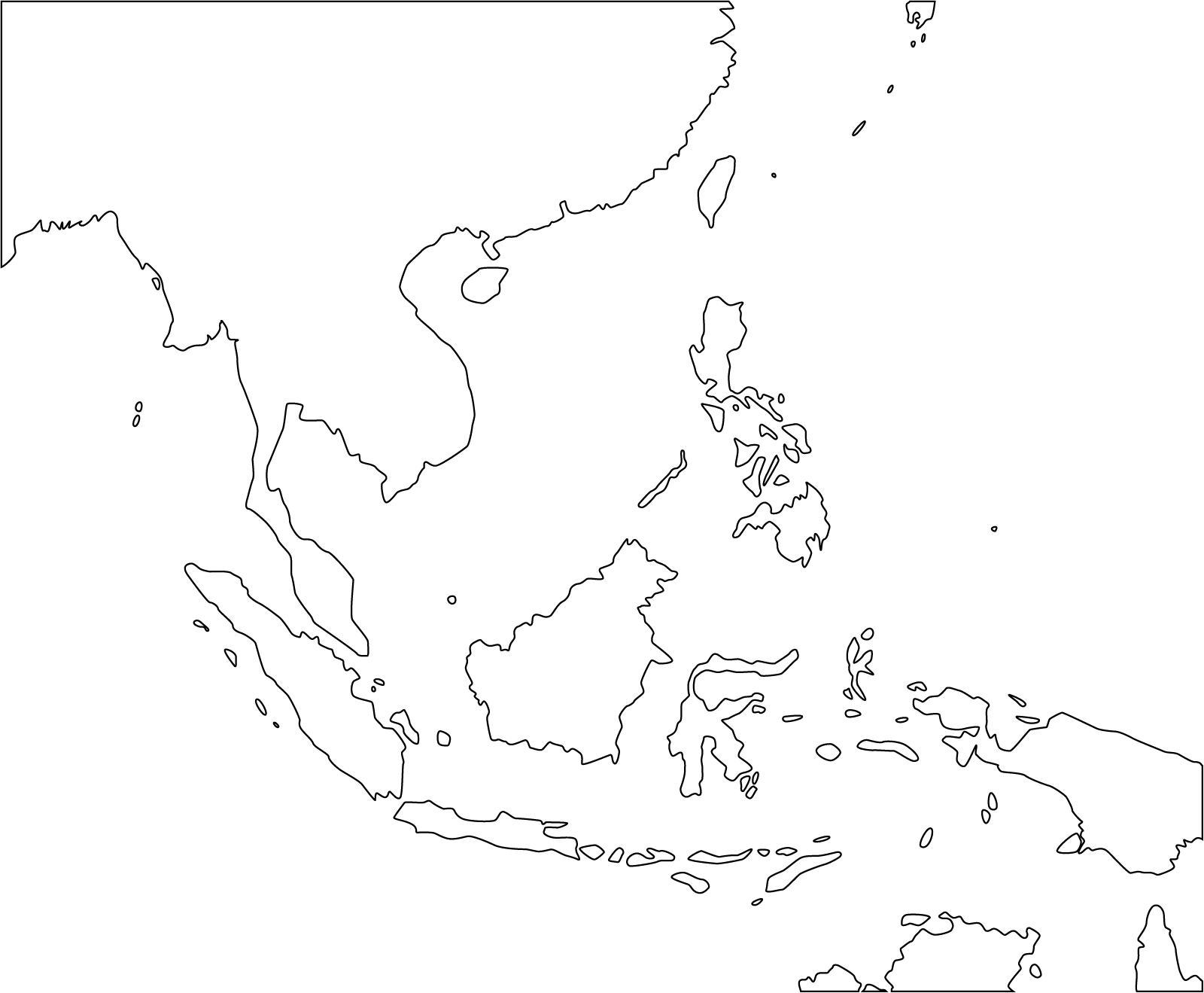 Blank kart over Sørøst-Asia