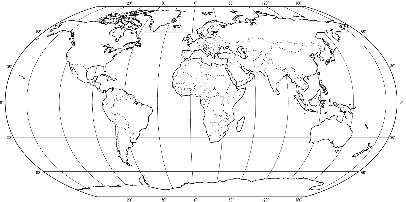 Blank kart med grenseområdene