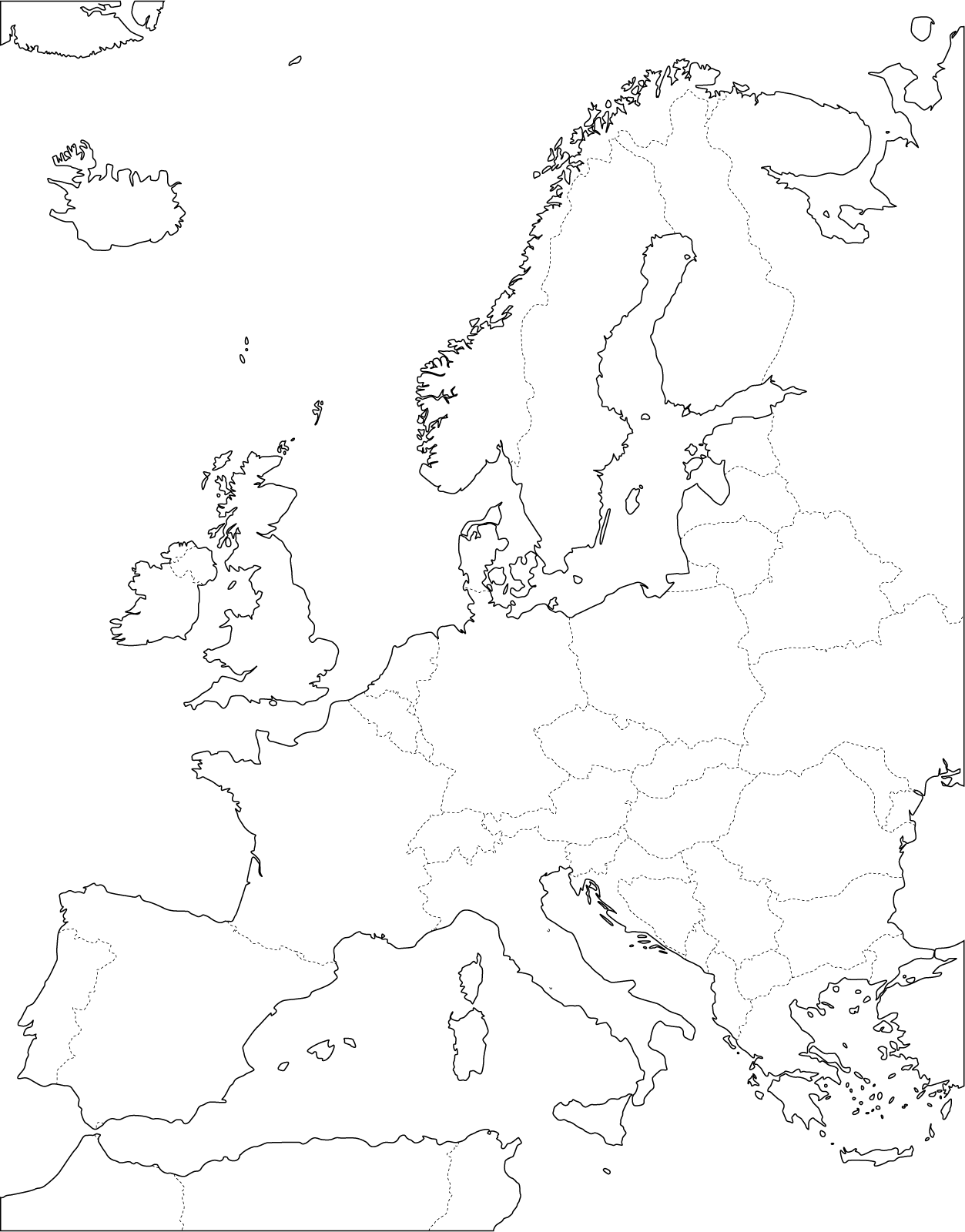 Blank kart Europa