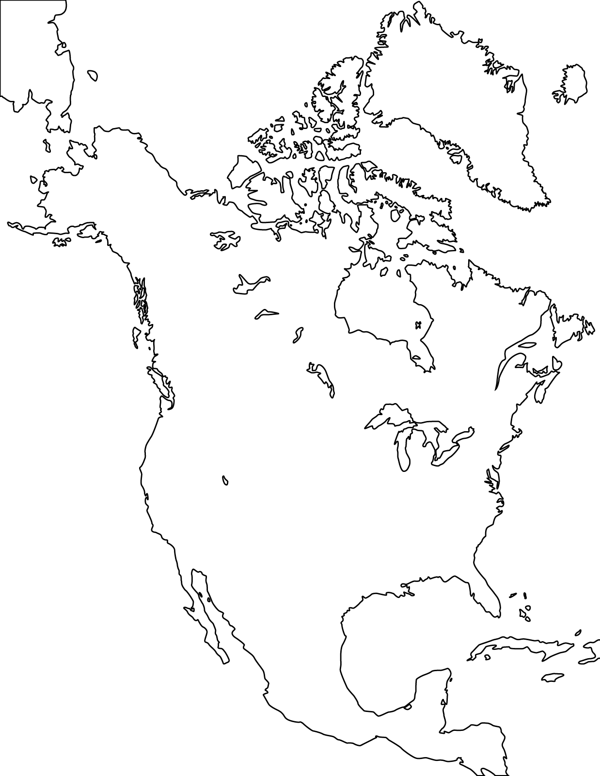 Blank kart Nord-Amerika