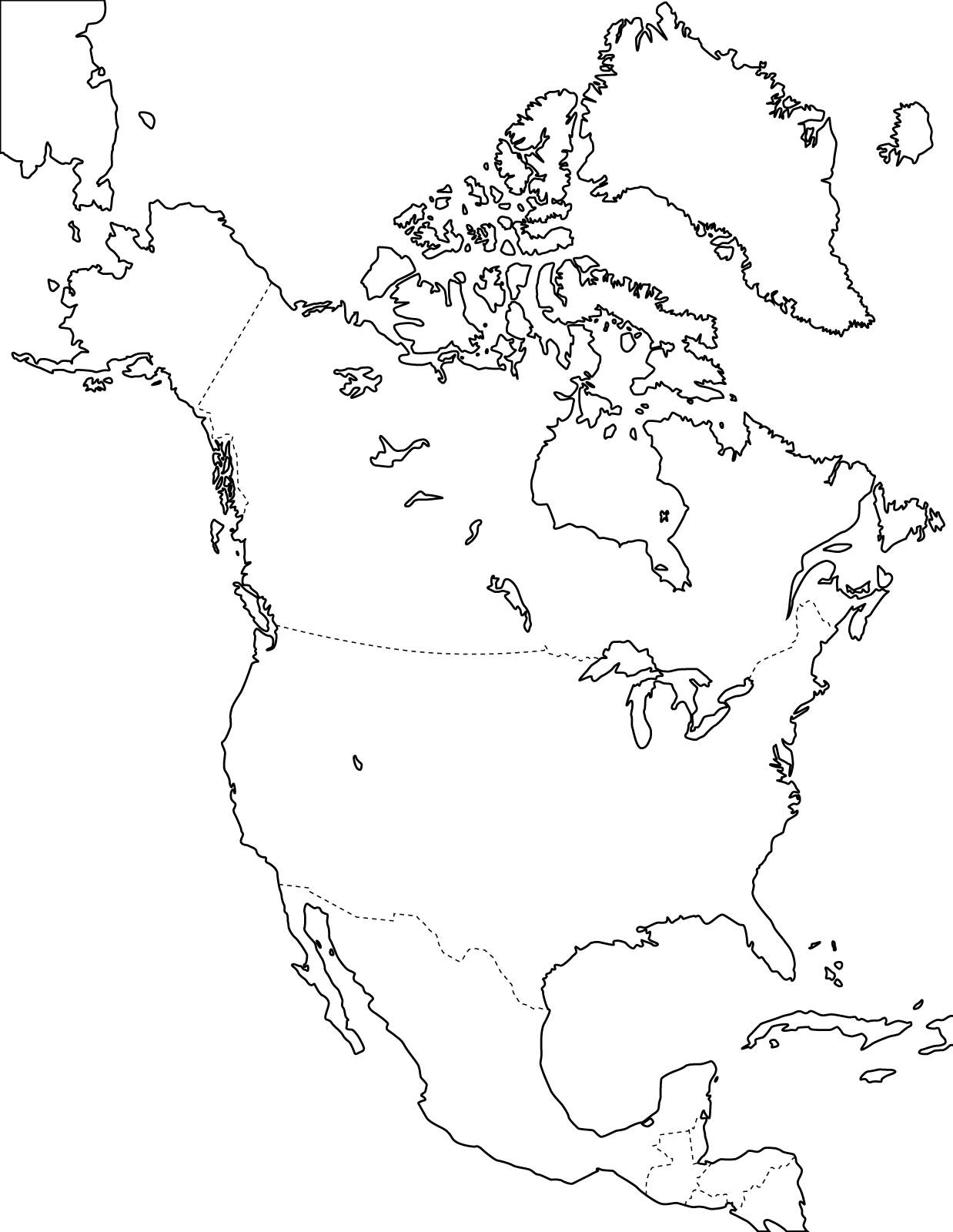 Blank kart Nord-Amerika