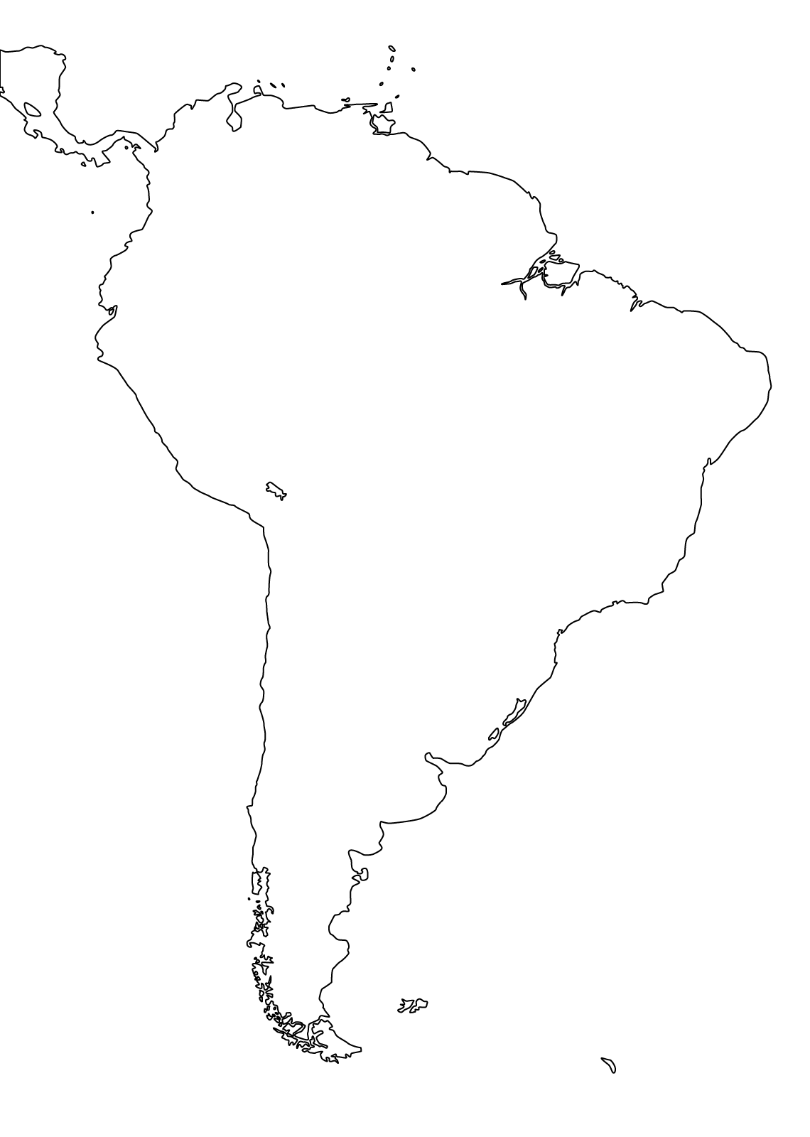 Blank kart over Sør-Amerika